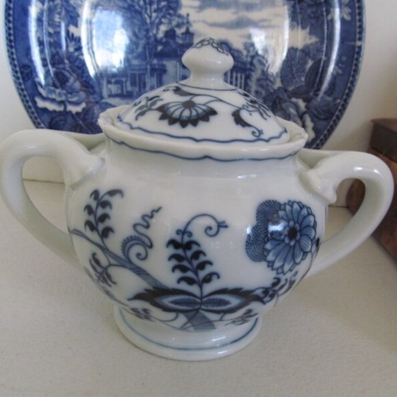 Blue Danube Sugar Bowl Blue Onion Pattern Blue Danube Reg US Blue white china - Picture 1 of 6
